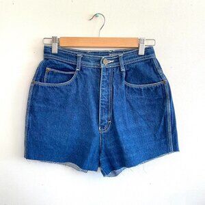BON JOUR VINTAGE CUT OUT HIGH WAISTED JEAN DENIM SHORTS SIZE 25